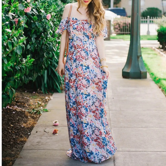 Devin Beth strapless Maxi Dress, painted blue- size medium - Picture 6 of 8